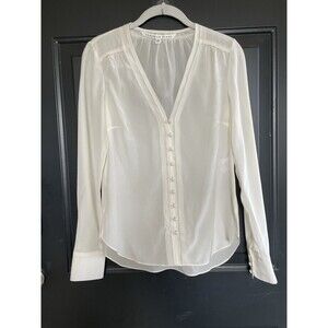 MSRP$375 Veronica Beard Women’s 100% marella silk blouse Top V-Neck Ivory Size 0